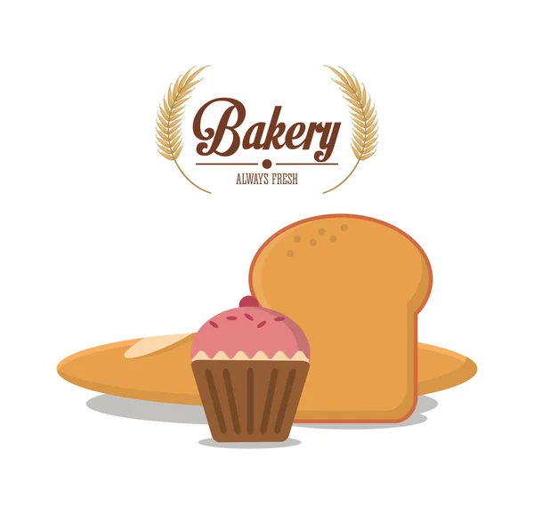 Muffin e pão de design de padaria — Vetor de Stock