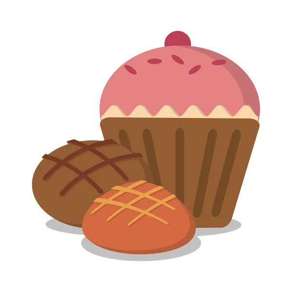 Muffin und Brot im Bäckerdesign — Stockvektor