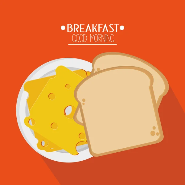 Conception de pain et petit déjeuner — Image vectorielle