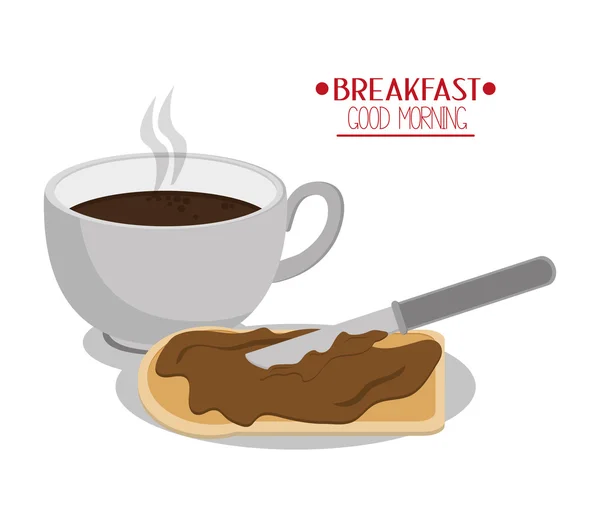 Desain kopi dan sarapan - Stok Vektor