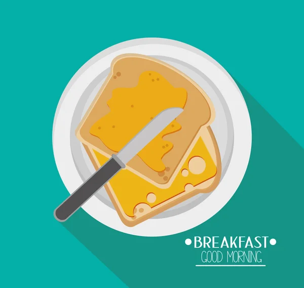 Desain roti dan sarapan - Stok Vektor