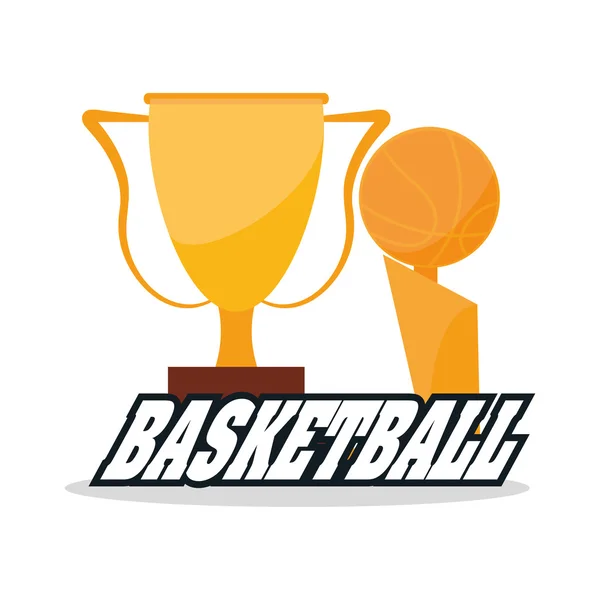 Bola e troféu de design de esporte de basquete — Vetor de Stock