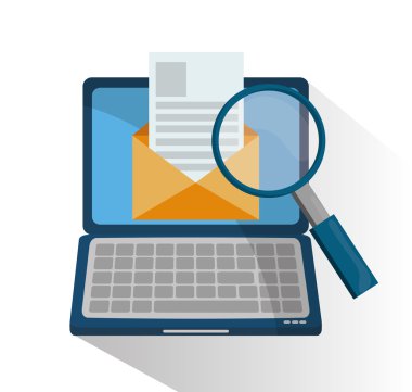 Lupe ve seo tasarım ile dizüstü bilgisayar