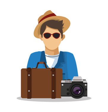 Turist adam karikatür tasarım