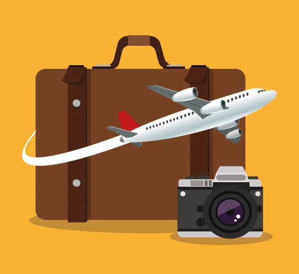 Cestovní kufr a kamera pro design — Stockový vektor