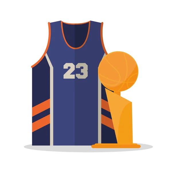 Tshirt en trofee van basketbal sport design — Stockvector