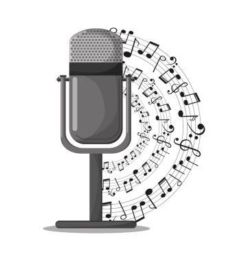 Mikrofon ve müzik notlar tasarım