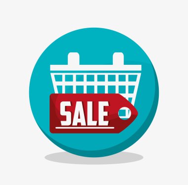 Satılık etiket tasarımı ile sepeti