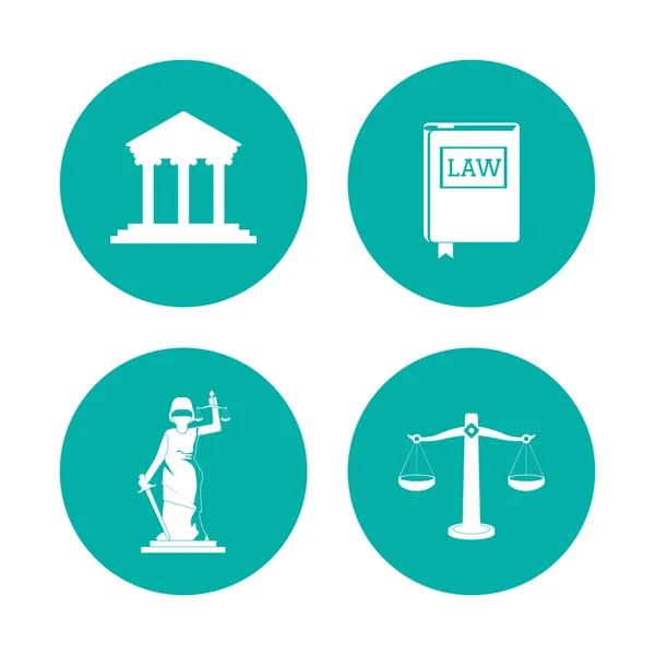 Law and justice icon set design — Διανυσματικό Αρχείο