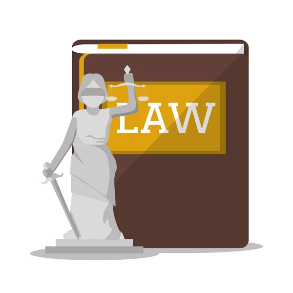 Libro y estatua de la ley y el diseño de justicia — Vector de stock
