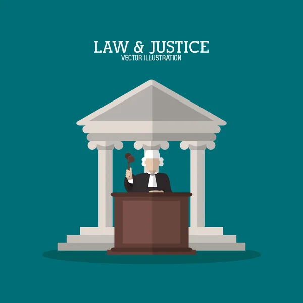 Gebäude und Richter für Recht und Rechtsgestaltung — Stockvektor
