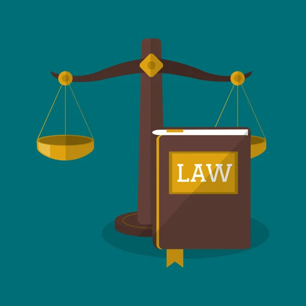 Equilíbrio e livro de direito e design de justiça — Vetor de Stock