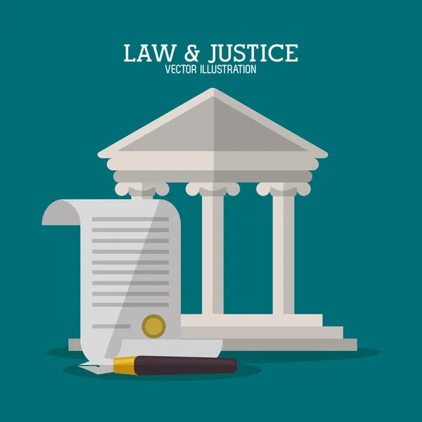 Edifício e documento do projeto de lei e justiça —  Vetores de Stock