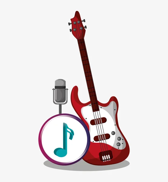Guitarra elétrica e design de microfone — Vetor de Stock