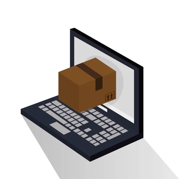 Pacchetto e laptop di progettazione di consegna — Vettoriale Stock