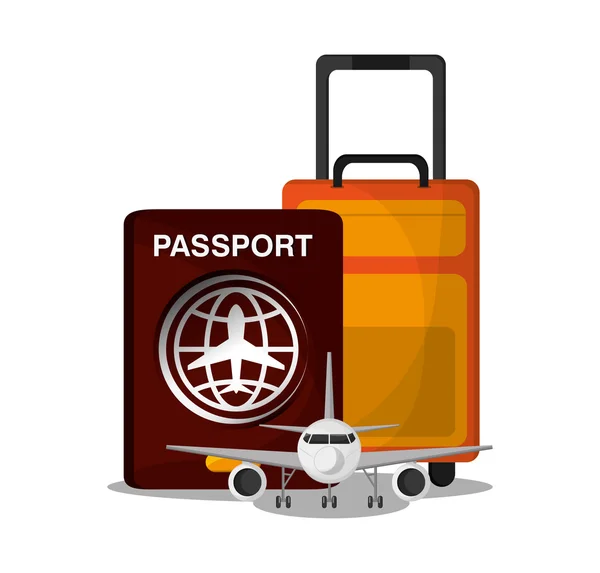 飞机汽车和护照旅行设计 — 图库矢量图片