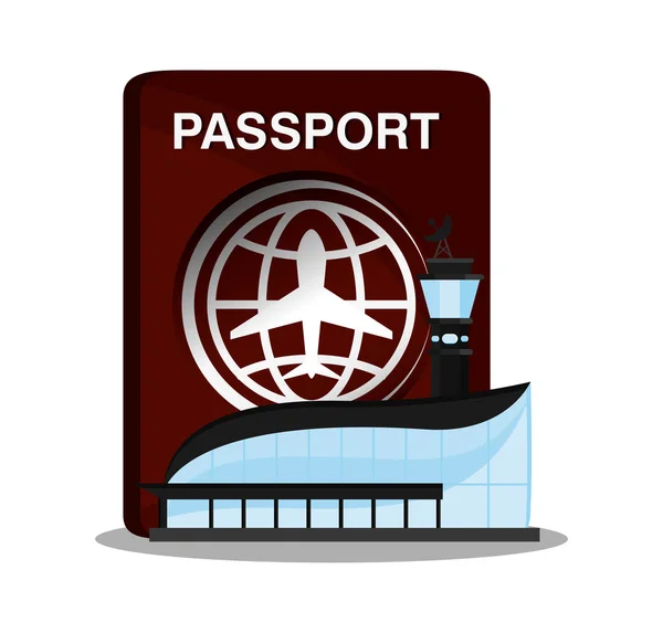 Airport and passport to travel design — ストックベクタ