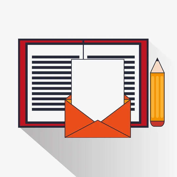Notesbog kuvert og blyant design – Stock-vektor