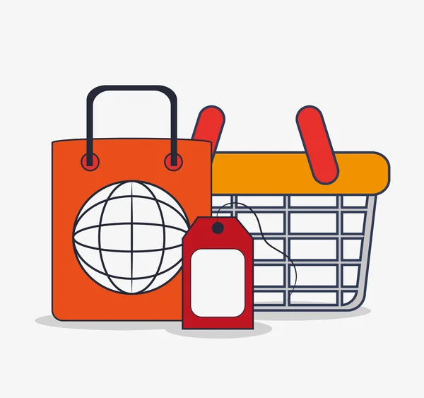 Basket and digital marketing design — Stock Vector
