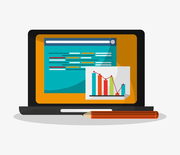 Laptop e design di marketing digitale — Vettoriale Stock