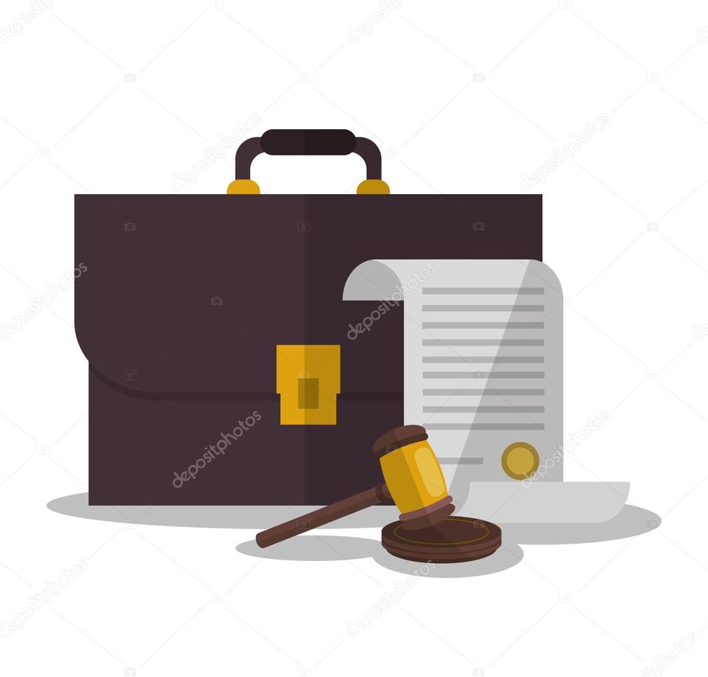 Document and suitcase of law and justice design
