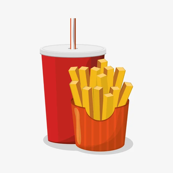 Batatas fritas e soda design —  Vetores de Stock