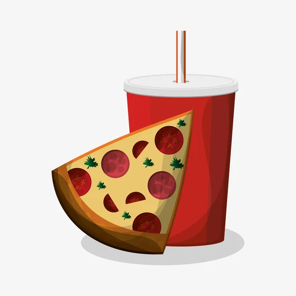 Pizza et soda de fast food concept — Image vectorielle
