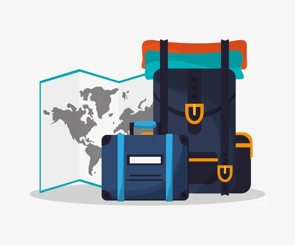 Bagages de voyage et concept de tourisme — Image vectorielle