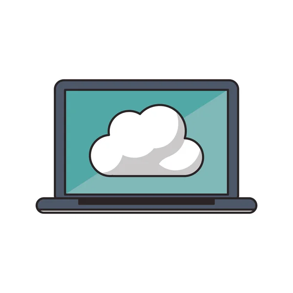 Nuvem isolada dentro do design do laptop — Vetor de Stock