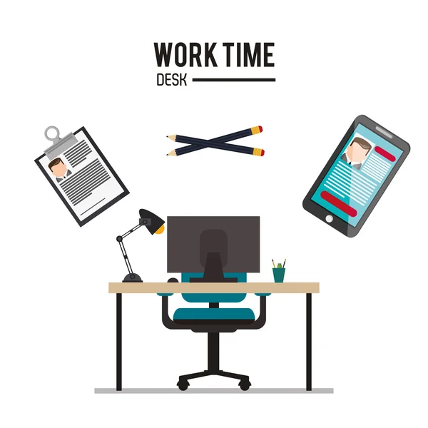 Arbeitszeit und Bürobedarf-Design — Stockvektor