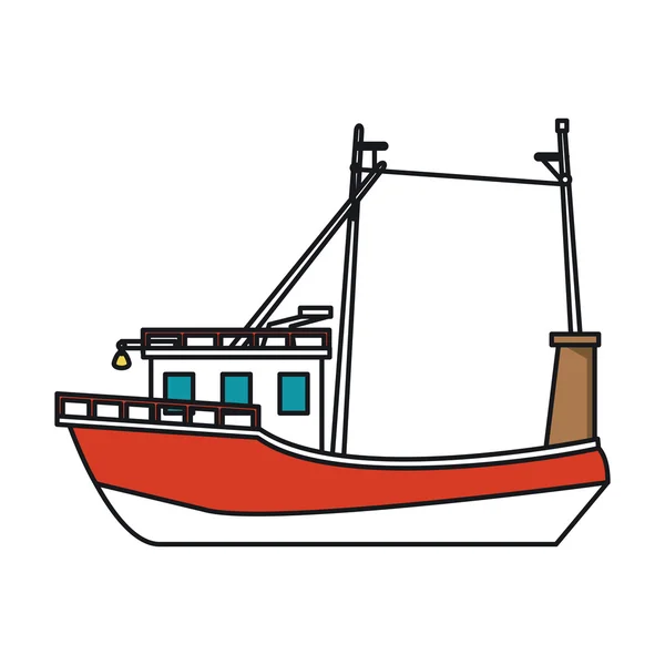 Diseño de barco de pesca aislado — Archivo Imágenes Vectoriales