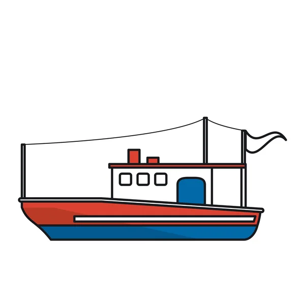 Na białym rybackich łodzi designu statku — Wektor stockowy