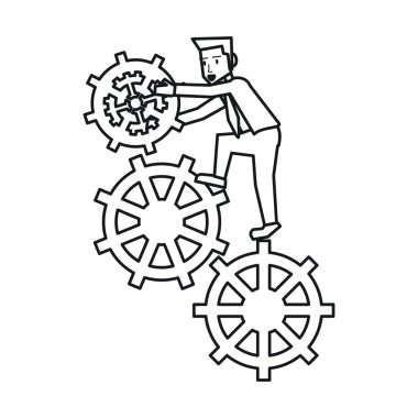 Dişli tasarım ile izole iş adamı avatar