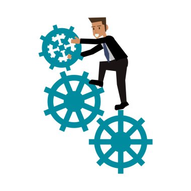 Dişli tasarım ile izole iş adamı avatar