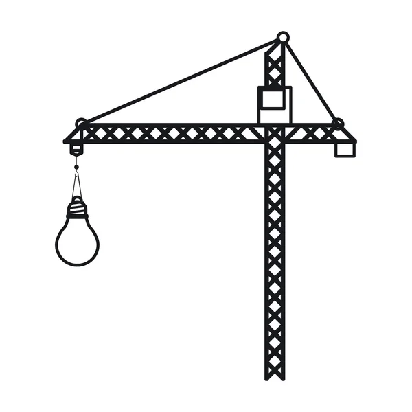 Isolated crane holding light bulb design — Stockový vektor
