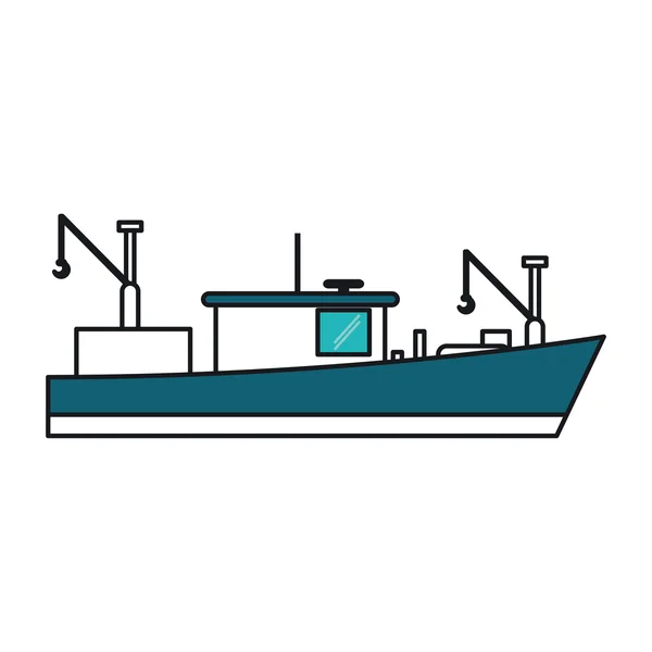 孤立的钓鱼船船舶设计 — 图库矢量图片