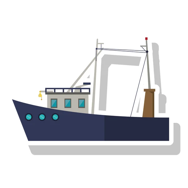 Projeto de barco de pesca isolado — Vetor de Stock