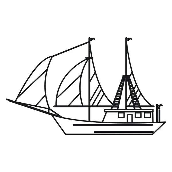 İzole yelkenli gemi tasarım — Stok Vektör