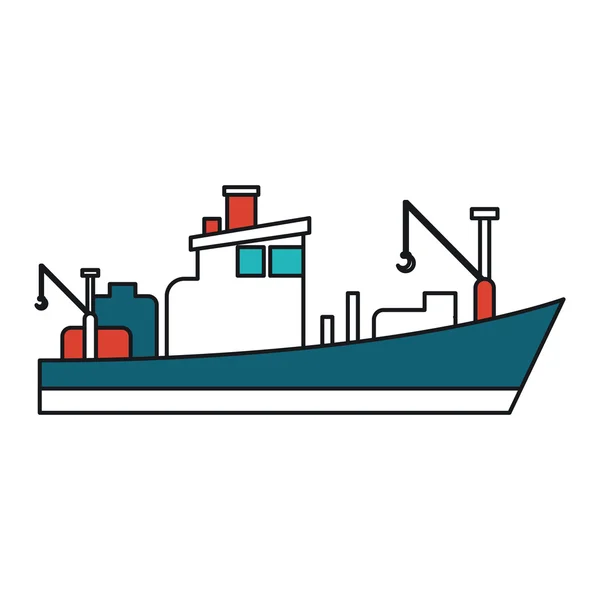 Progettazione di navi da pesca isolate — Vettoriale Stock