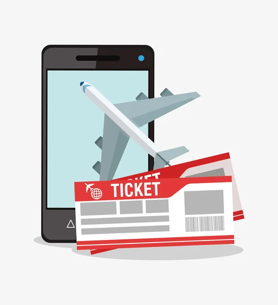 Smartphone ve bilet tasarım seyahat etmek — Stok Vektör
