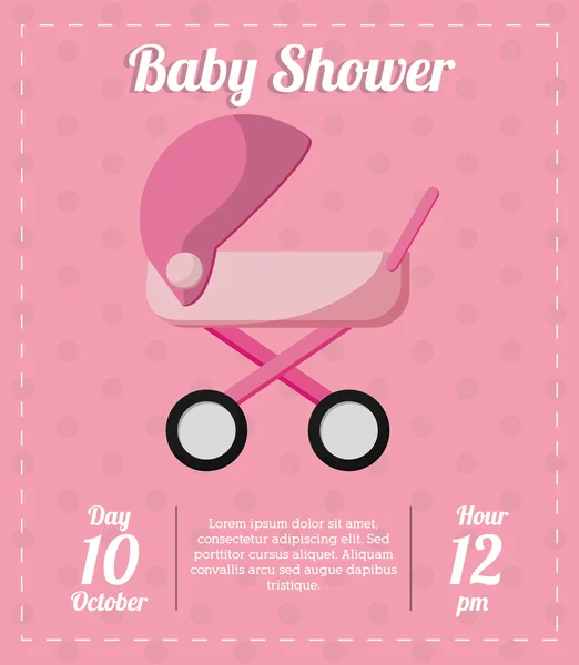 Poussette de conception de carte de douche bébé — Image vectorielle