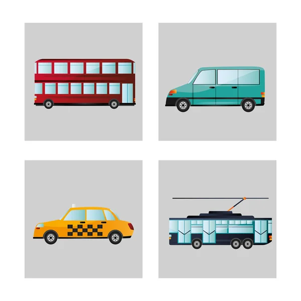 Car tram taxi and bus design — Stock Vector