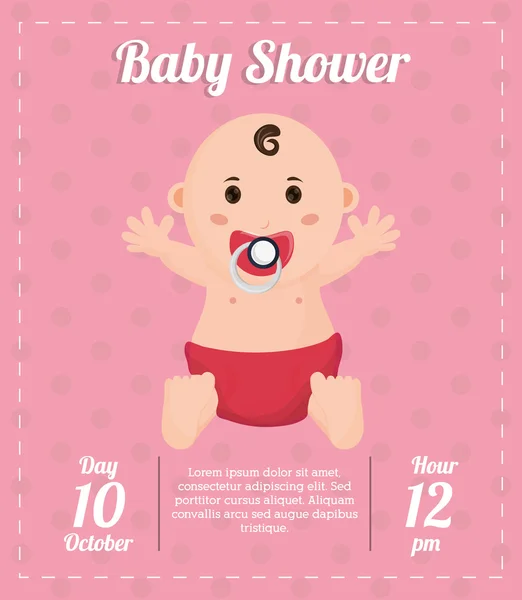 Bebé niño de diseño de tarjeta de ducha de bebé — Vector de stock