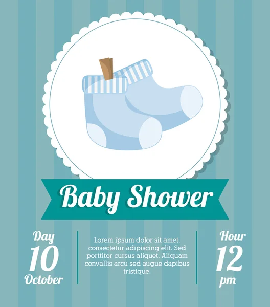 Calcetines de diseño de tarjetas de ducha para bebés — Vector de stock