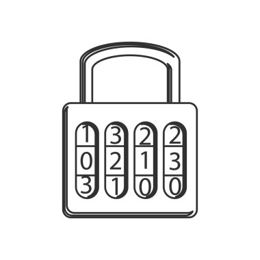 Isolated padlock of security system design clipart
