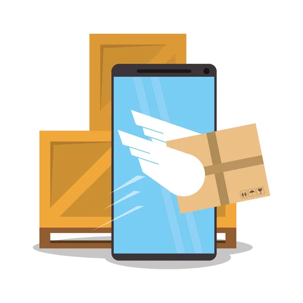 Smartphone e design de entrega — Vetor de Stock
