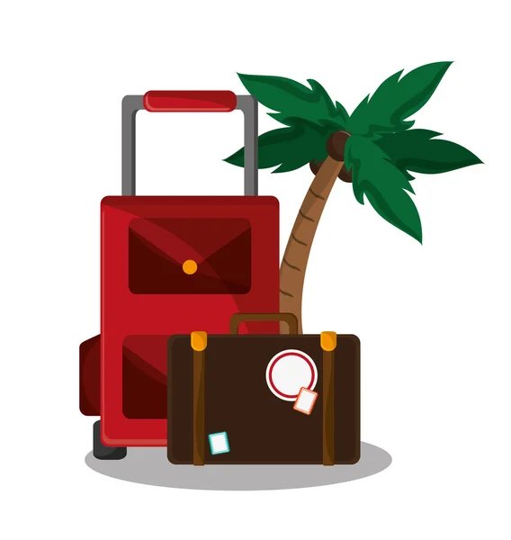 Bagages de voyage et concept de tourisme — Image vectorielle