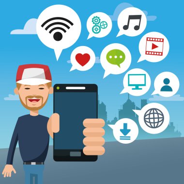 Mobil insanlar tasarım karikatür