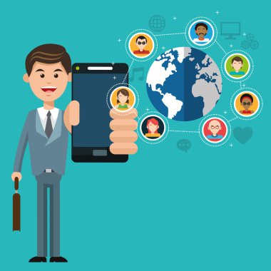 Mobil insanlar tasarım karikatür