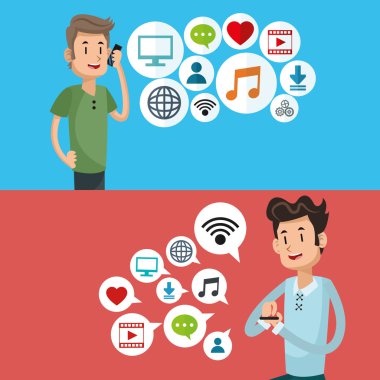 Mobil insanlar tasarım karikatür